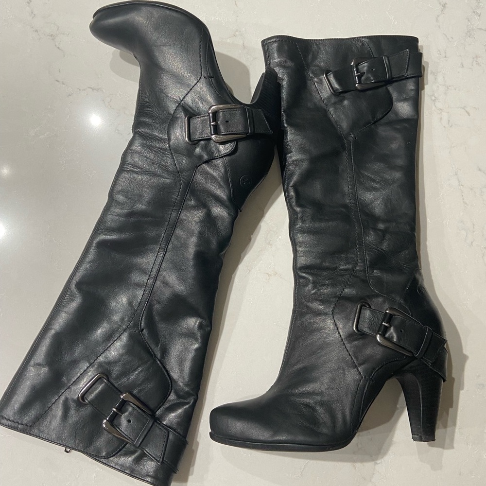 Bronx tall black leather boots - Size 8